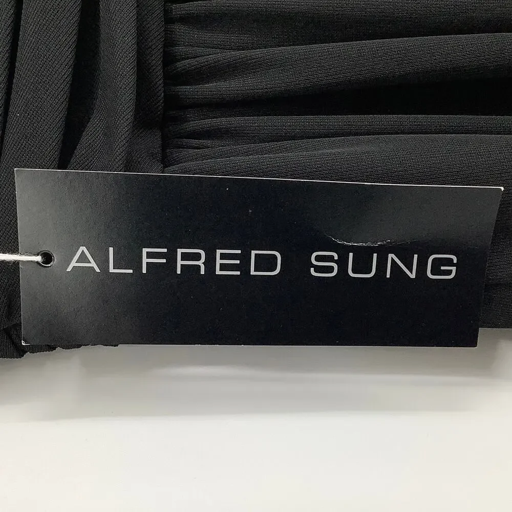 Alfred Sung Women's 2 Chiffon Knit Cap Sleeve V-Neck Maxi Dress $231 msrp J3-18 - Picture 9 of 10